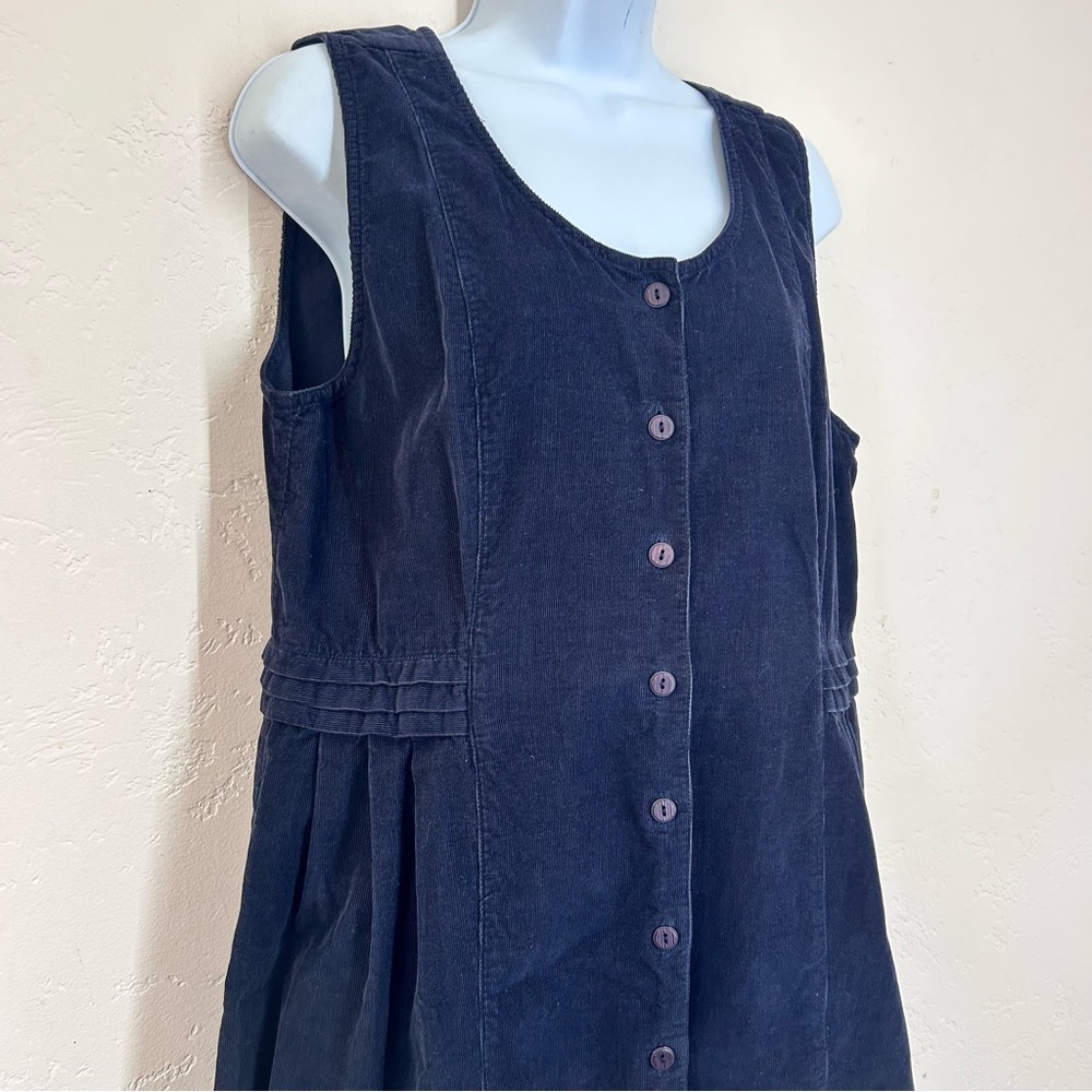 Christopher & Banks Vtg 90s Corduroy Button Front Midi Jumper Dress L Teacher - Picture 3 of 10